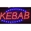 INSEGNA LUMINOSA A LED CON SCRITTA KEBAB CON GANCI 50 X 25 CM 220V