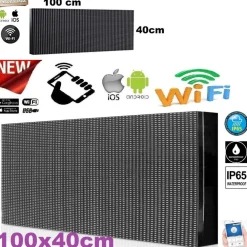 INSEGNA LUMINOSA A LED WIFI PER ESTERNO IP65 TESTO SCORREVOLE MULTICOLORE 100X40CM