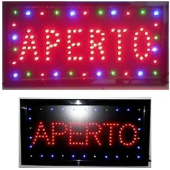 INSEGNA LUMINOSA INSEGNE LUMINOSE A LED CON SCRITTA APERTO PER LOCALI COMMERCIAL