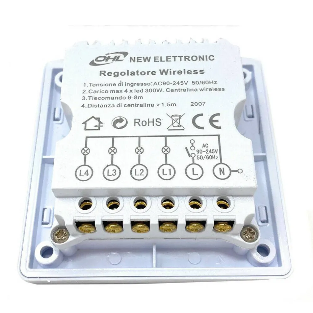 INTERRUTTORE LUCI LED CON TELECOMANDO WIRELESS CONTROLLO REMOTO 4 CANALI 220V