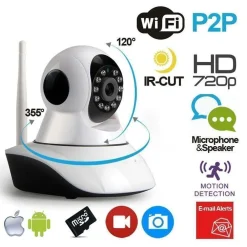 IP CAMERA TELECAMERA 355° HD WIRELESS WIFI NO DNS MOTION SD VIDEOSORVEGLIANZA
