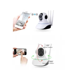 IP CAMERA TELECAMERA RISOLUZIONE 1080P HD 3 ANTENNE P3P ROTAZIONE WIFI WEB AUDIO