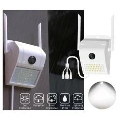 IP CAMERA WIFI ESTERNO 3MP 1080P LED LAMPADA SOLARE IP66 TELECAMERA CAM MICROSD