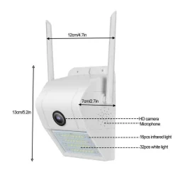 IP CAMERA WIFI ESTERNO 2MP 1080P LED LAMPADA SOLARE IP66 TELECAMERA CAM SD REC