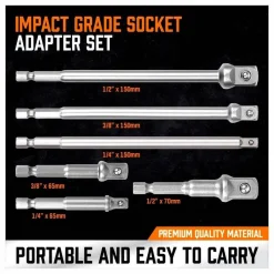 KIT 6 ADATTATORI CHIAVI A BUSSOLA QUADRATE IMPATTO PERCUSSIONE 1/4-3/8-1/2