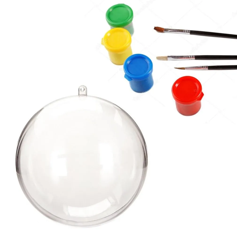 KIT 6 PALLINE TRASPARENTI DA 10CM CON TEMPERE E PENNELLI DECORAZIONI NATALIZIE