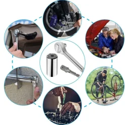 KIT 3 PEZZI CHIAVE UNIVERSALE A BUSSOLA da 7 A 19 mm AVVITA SVITA DADO BULLONE