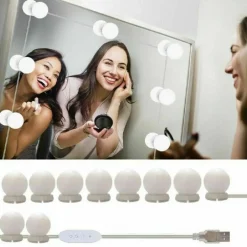 KIT 10 PEZZI LAMPADINE LUCI LED ROTONDI PER SPECCHIO TRUCCO MAKE UP BAGNO