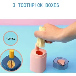 KIT 3 PEZZI PORTA STUZZICADENTI AUTOMATICO DISPENSER POP-UP PULIZIA DENTI CUCINA