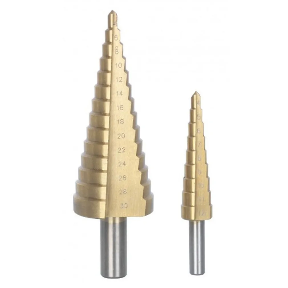 KIT 2 PUNTE a scalini set frese scalino allargafori 1 da 4 a 30 e 1da 4 a 12 mm