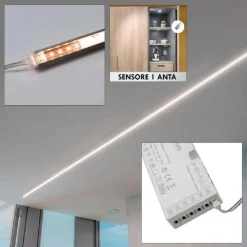 KIT 3 PZ BARRA LED 36 W PROFILO ALIMENTATORE 12V LUCE 4000K INTERRUTTORE SENSORE