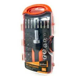 KIT 30 PZ CACCIAVITI A CRICCHETTO MULTIUSO INSERTI PUNTE A CROCE TORX ESAGONALI