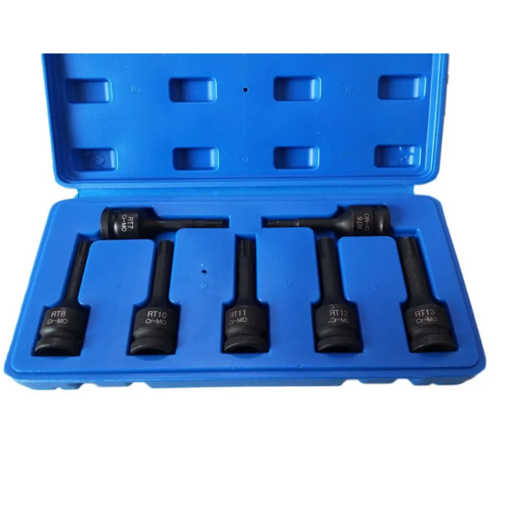 KIT 7 PZ CHIAVI BUSSOLA AD IMPATTO 1/2" TORX R6 - RT13 PER AVVITATORE PNEUMATICO