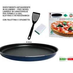 KIT 3 PZ PER PIZZA FATTA IN CASA COMPOSTO DA TEGLIA DA 32CM PALETTA E SPUGNETTA