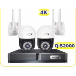 KIT 2 TELECAMERE WI-FI PTZ 4K CON REGISTRATORE NVR SISTEMA DI SICUREZZA Q-S2000