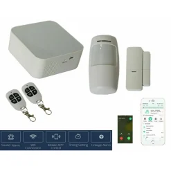 KIT ALLARME ANTIFURTO CASA WI-FI WIRELESS SENSORE PORTE FINESTRE 2 TELECOMANDI