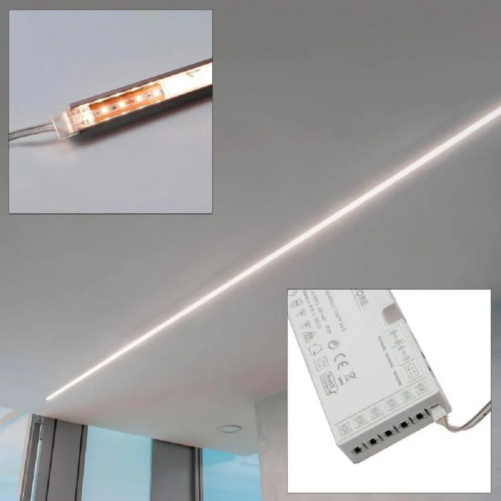 KIT BARRA LED 12W PROFILO ALLUMINIO ALIMENTATORE 24W 12V LUCE 4000K SOTTO PENSILE