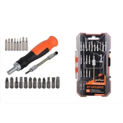 KIT CACCIAVITE A CRICCHETTO CON FLESSIBILE 24PZ INSERTI INTERCAMBIABILI MAGNETICO