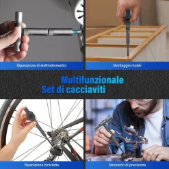 KIT CACCIAVITI A CRICCHETTO 24IN1 DI PRECISIONE CON 24 PUNTE MANICO RIMOVIBILE RIPARAZIONI