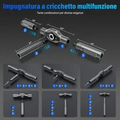 KIT CACCIAVITI A CRICCHETTO 24IN1 DI PRECISIONE CON 24 PUNTE MANICO RIMOVIBILE RIPARAZIONI