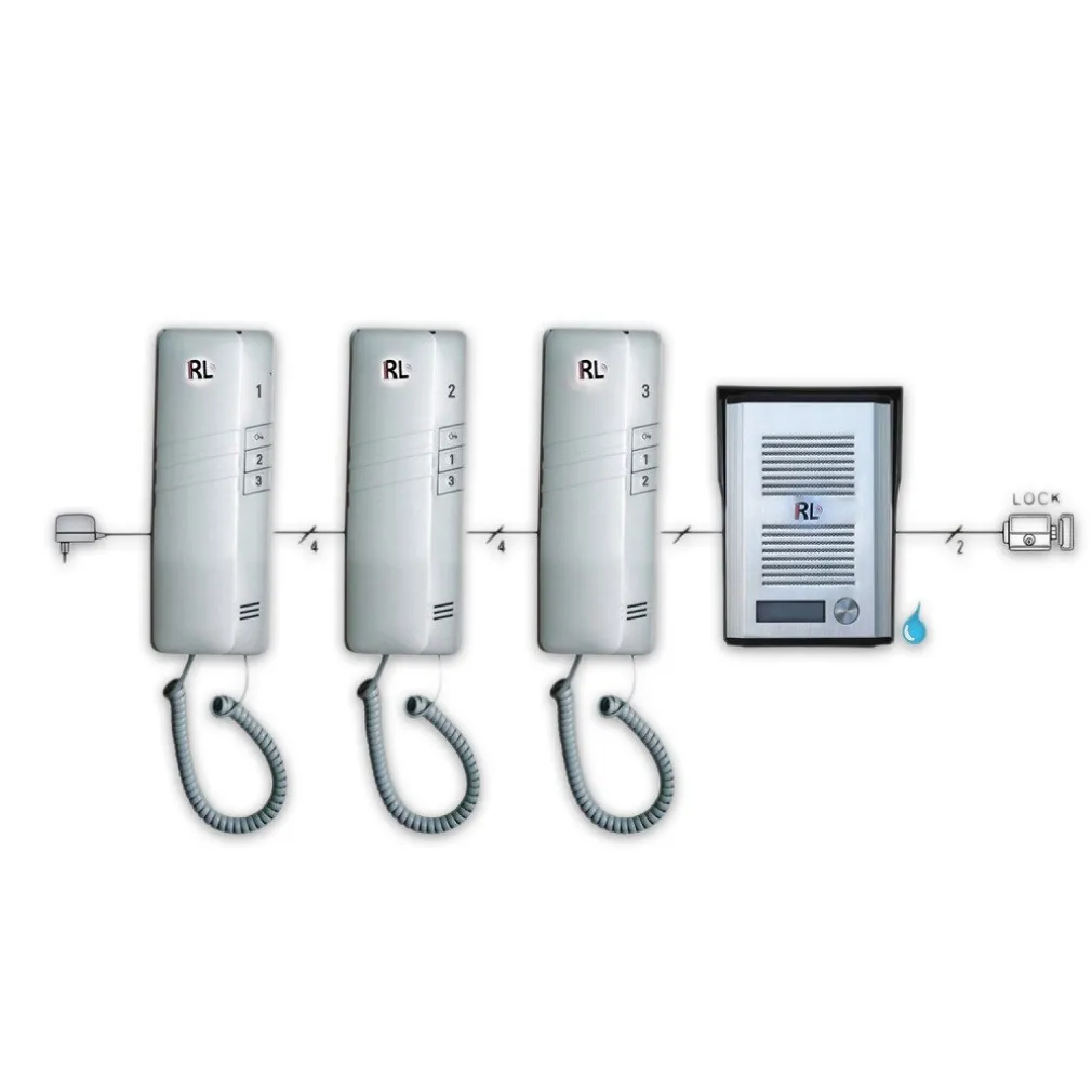 KIT CITOFONO APRIPORTA CANCELLO TRE CORNETTE 4 FILI CASA UFFICIO INTERFONO