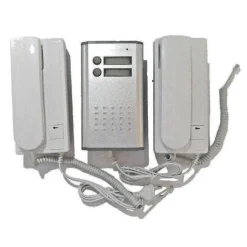 KIT CITOFONO BIFAMILIARE APRIPORTA CANCELLO 4 FILI DUE CORNETTE