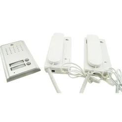 KIT CITOFONO BIFAMILIARE CORNETTA PULSANTE APRI CANCELLO 2 CITOFONI RL3208AA