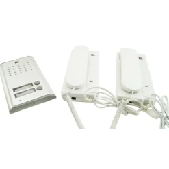 KIT CITOFONO BIFAMILIARE CORNETTA PULSANTE APRI CANCELLO 2 CITOFONI RL3208AA