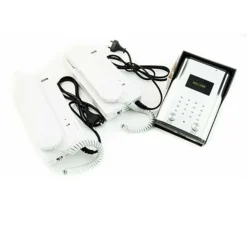 KIT CITOFONO PER 2 FAMIGLIE BIFAMILIARE APRIPORTA CANCELLO 4 FILI DUE CORNETTE