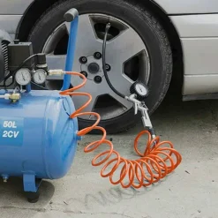 KIT COMPRESSORE DOPPIA PISTOLA SOFFIAGGIO ARIA COMPRESSA TUBO 5MT MANOMETRO 3PZ