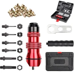KIT CONVERSIONE DA TRAPANO A RIVETTATRICE INSERTI RIVETTI FILETTATI M3-M10 07445