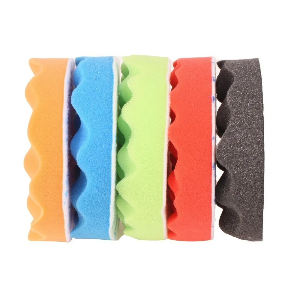 KIT DI 6 SPUGNE DISCO VELCRO LUCIDANTE CON ADATTATORE PER LUCIDATURA AUTO 3 5 6"