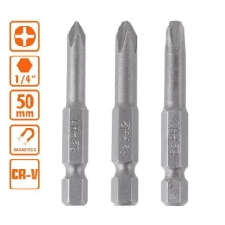 KIT DI BITS 3PZ BIT INSERTI PER AVVITATORE 50MM PH1/2/3 GAMBO 1/4"-6.35MM 57255