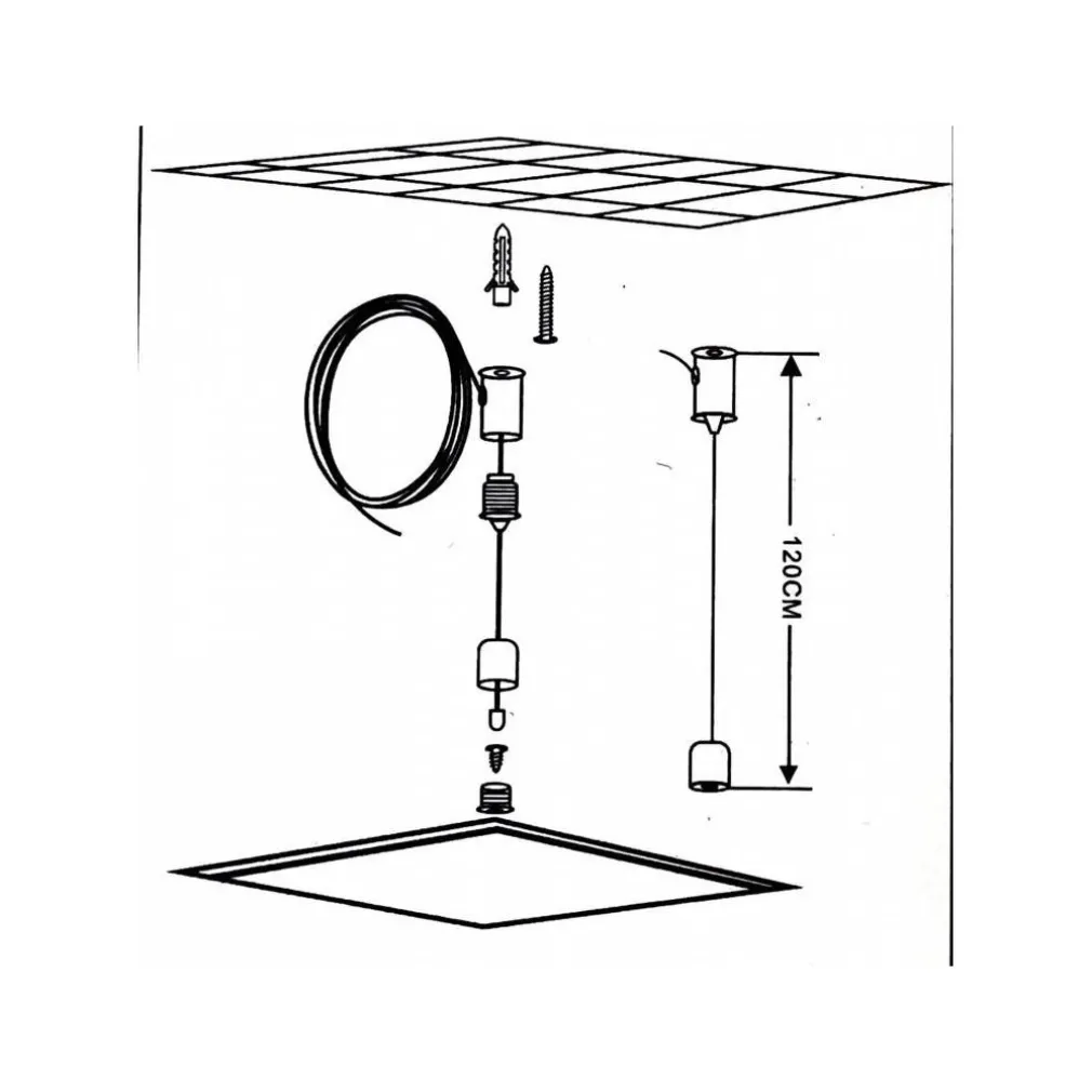 KIT DI FISSAGGIO PER PANNELLI LED A SOSPENSIONE SOFFITTO CAVETTO CORDINO FILO