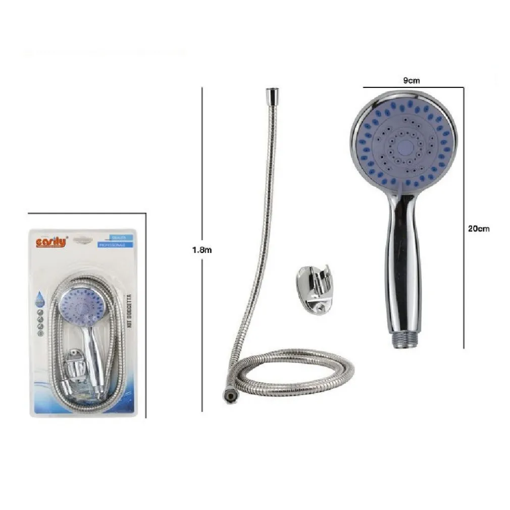 KIT DOCCETTA BAGNO DOCCINO SOFFIONE DOCCIA CON LACCIO 1,8 MT TONDO STAFFA 69057