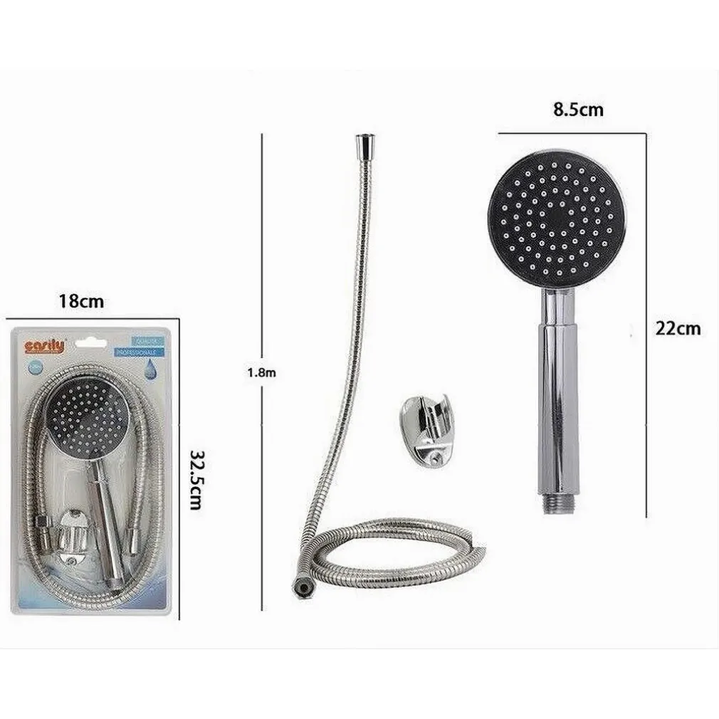 KIT DOCCETTA DOCCINO ROTONDO SOFFIONE BAGNO DOCCIA CON LACCIO 1,8MT STAFFA 69296