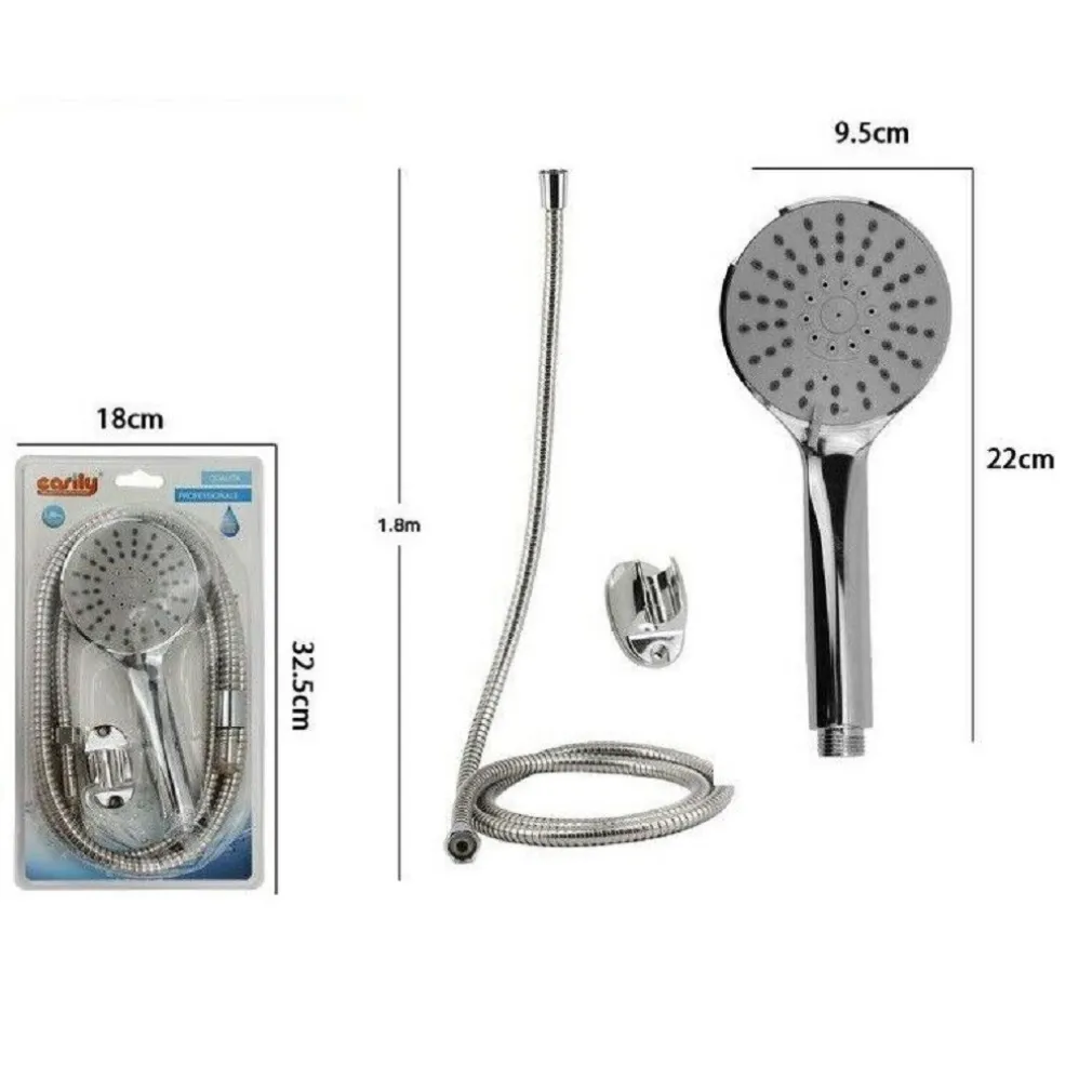 KIT DOCCETTA DOCCINO SOFFIONE DOCCIA BAGNO TONDO CON LACCIO 1,8 MT STAFFA 69322