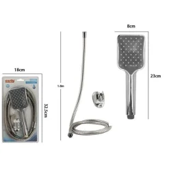 KIT DOCCETTA DOCCINO SOFFIONE RETTANGOLARE DOCCIA BAGNO CON LACCIO 1,8MT STAFFA 69314