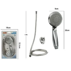 KIT DOCCETTA DOCCINO SOFFIONE BAGNO DOCCIA TONDO LACCIO 1,8 METRI STAFFA 69344