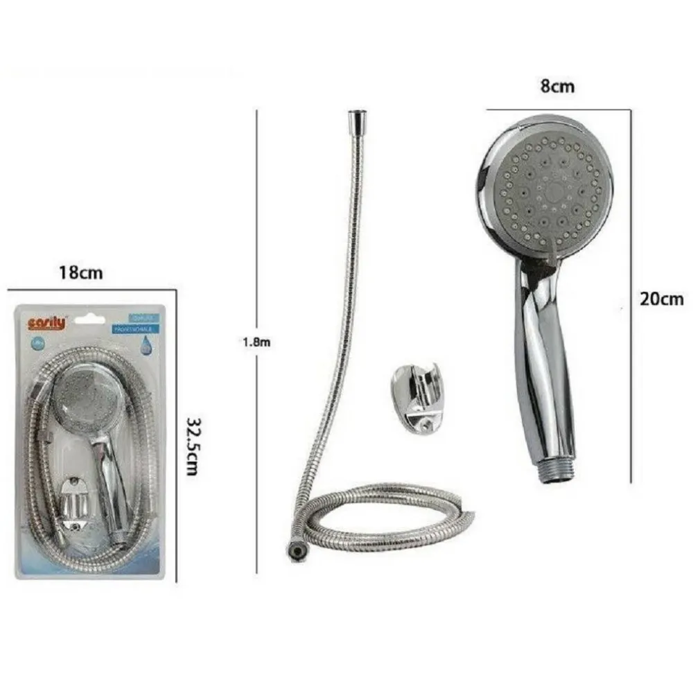 KIT DOCCETTA DOCCINO SOFFIONE BAGNO DOCCIA TONDO LACCIO 1,8 METRI STAFFA 69344