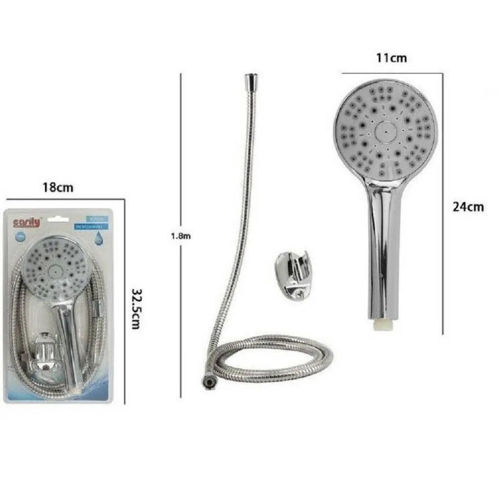 KIT DOCCETTA DOCCINO SOFFIONE BAGNO DOCCIA TONDA CON LACCIO 1,8 MT STAFFA 69316