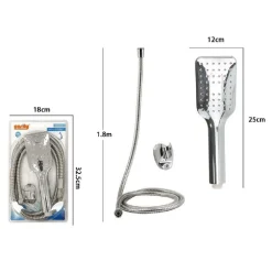 KIT DOCCETTA DOCCINO SOFFIONE RETTANGOLARE DOCCIA BAGNO 59231 LACCIO 1,8MT STAFFA