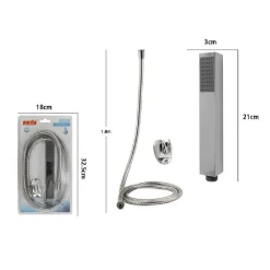 KIT DOCCETTA DOCCINO SQUADRATA BAGNO SOFFIONE DOCCIA LACCIO 1,8 MT STAFFA 69302