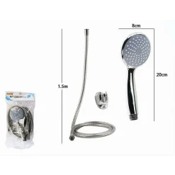 KIT DOCCETTA DOCCINO TONDO SOFFIONE DOCCIA BAGNO CON LACCIO 1,5 MT STAFFA 79976