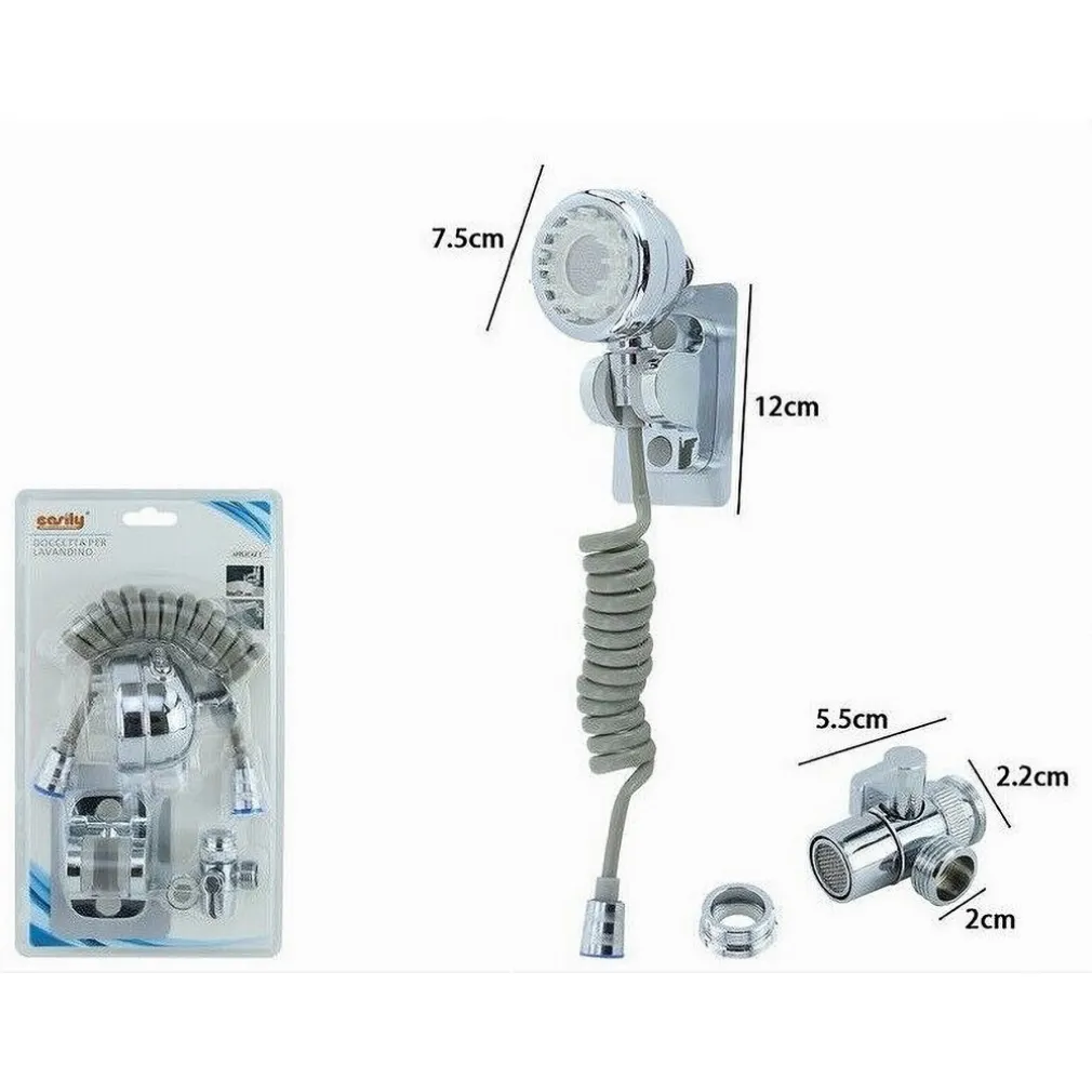 KIT DOCCETTA PER LAVANDINO SOFFIONE BAGNO CON SUPPORTO STAFFA DEVIATORE LACCIO 87499