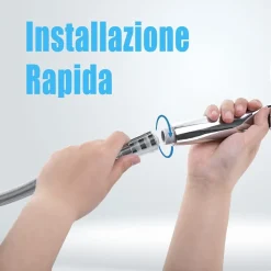 KIT DOCCETTA SOFFIONE CON TUBO 1.8MT STAFFA DOCCIA BAGNO UNIVERSALE CROMATO 59261