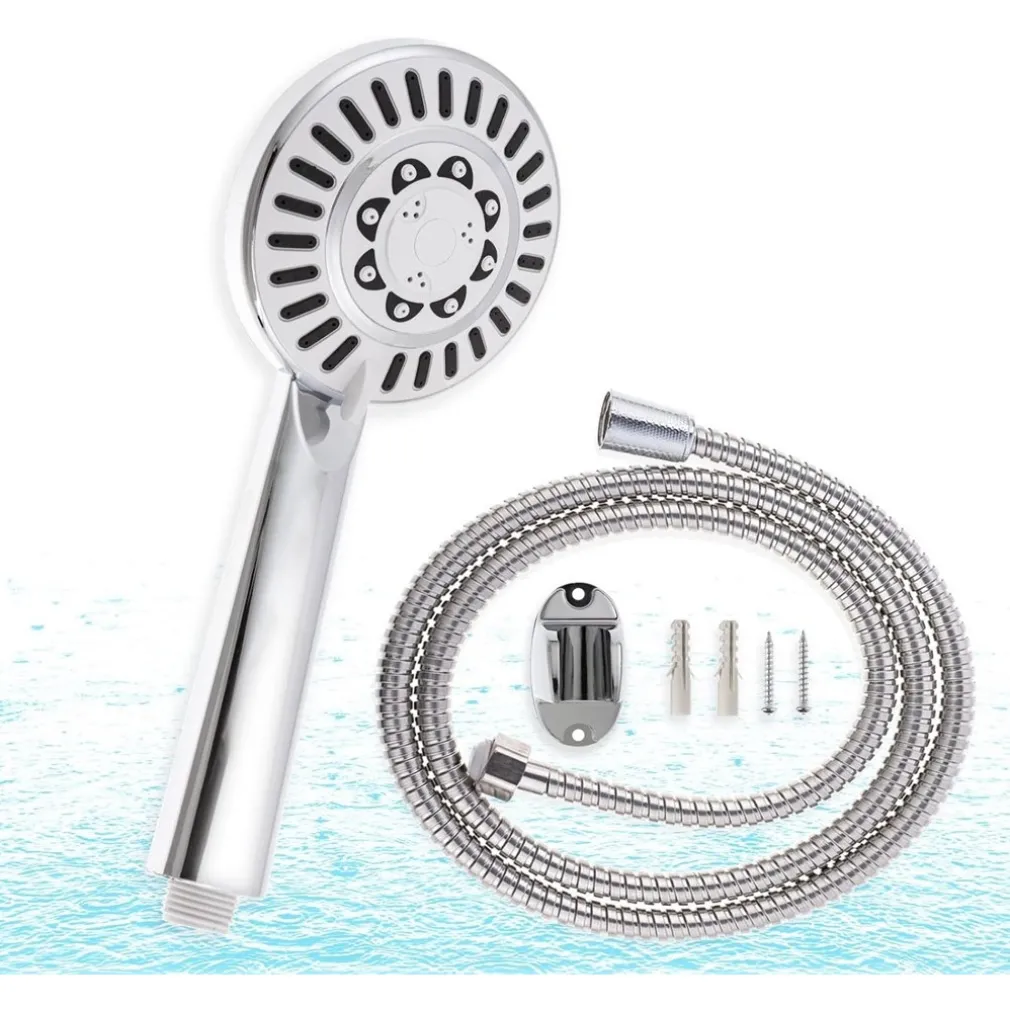 KIT DOCCETTA SOFFIONE CON TUBO 1.8MT STAFFA DOCCIA BAGNO UNIVERSALE CROMATO 59261