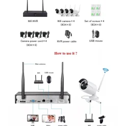 KIT DVR WIRELESS WIFI 8 CANALI SISTEMA REGISTRAZIONE CCTV HD 8 TELECAMERE Q-S8I