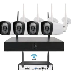 KIT DVR WIRELESS WIFI 4 CANALI SISTEMA REGISTRAZIONE CCTV HD 4 TELECAMERA Q-S4I