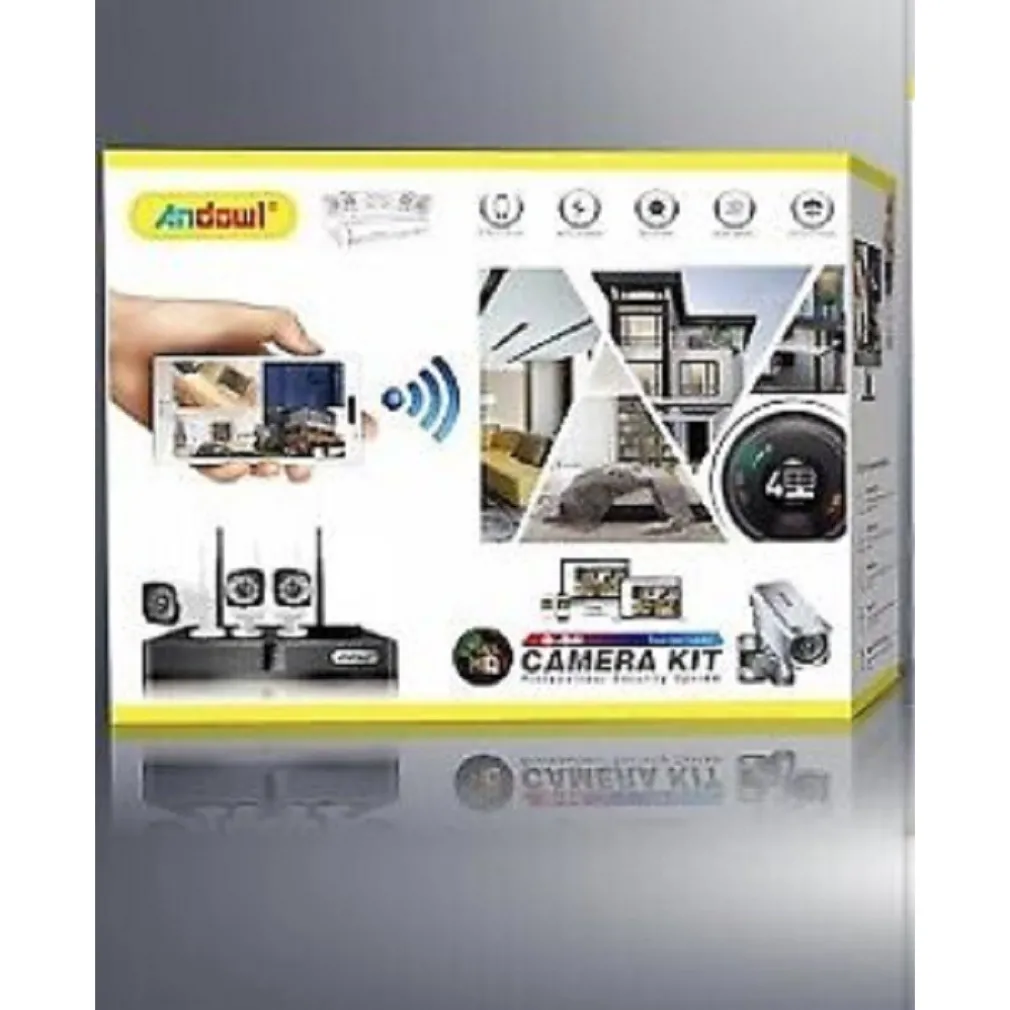 KIT DVR WIRELESS WIFI 4 CANALI SISTEMA REGISTRAZIONE CCTV HD 4 TELECAMERA Q-S4I